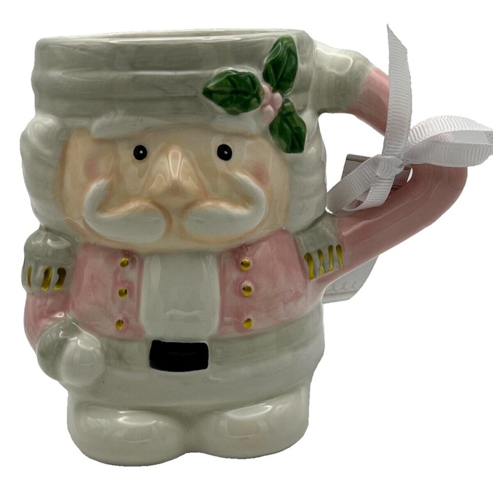 Arlington Design Pastel Pink and Grey Christmas Nutcracker Ceramic Mug 2023 -NEW